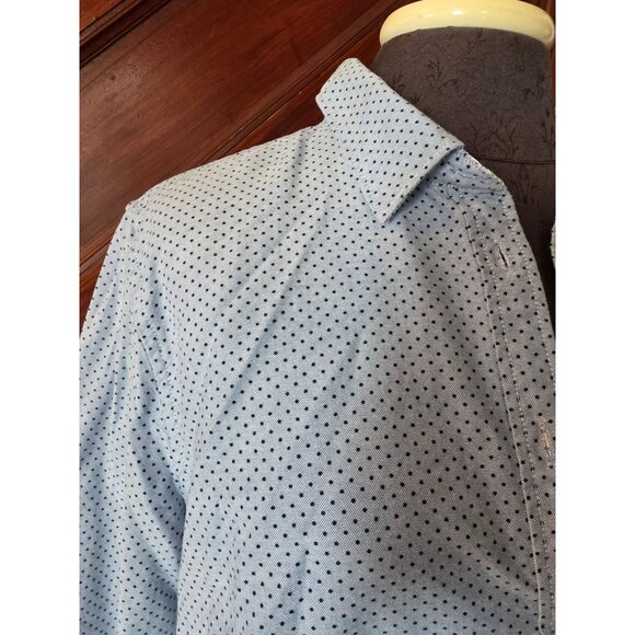 Lands End Womens Blue Polka Dot Long Sleeve Button-Up Shirt Size 12 Cotton - Picture 2 of 7
